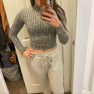 Heather grey mock turtle neck shirt